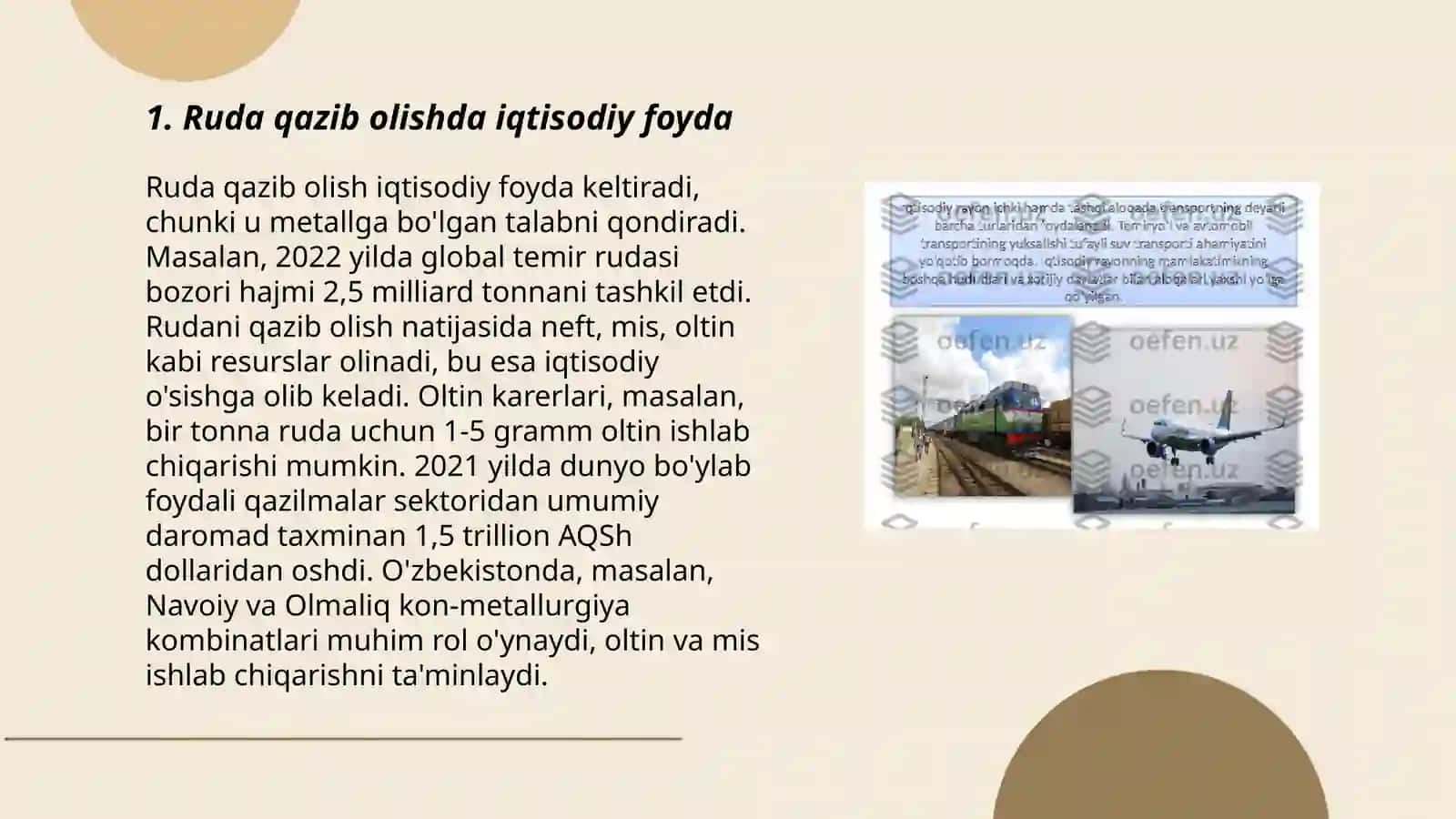 Ruda ma'ydonining iqtisodiy ahamiyati 3