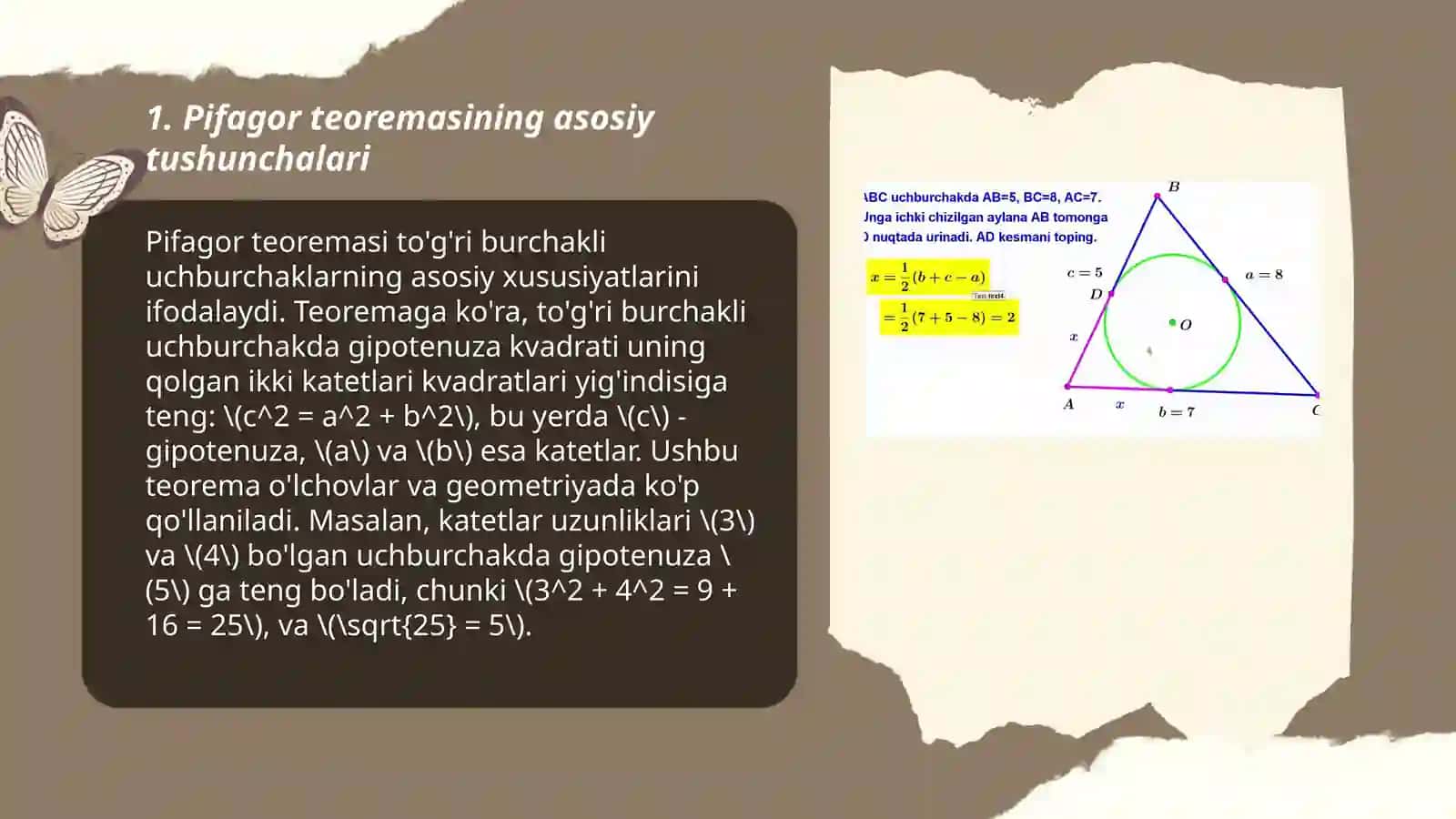 Uy qurishda pifagor teoremasining tatbigʻi 3