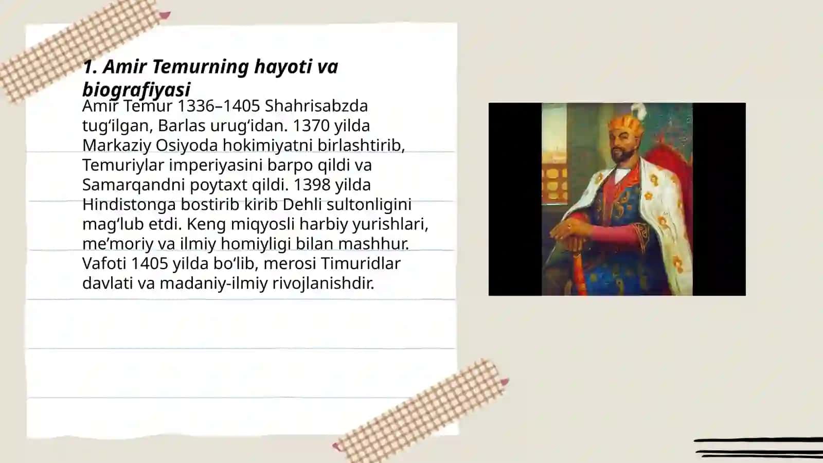 Amir Temurning hayoti va biografiyasi 3