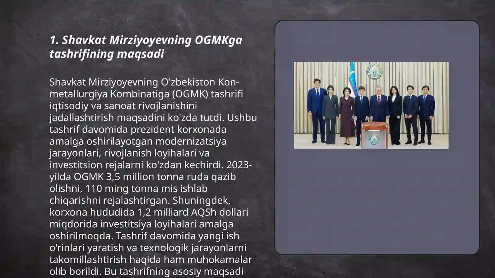 Shavkat Mirziyoyevning OGMKga tashrifi 3