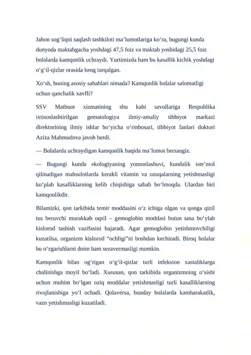 Anemiya (kamqonlik) 3