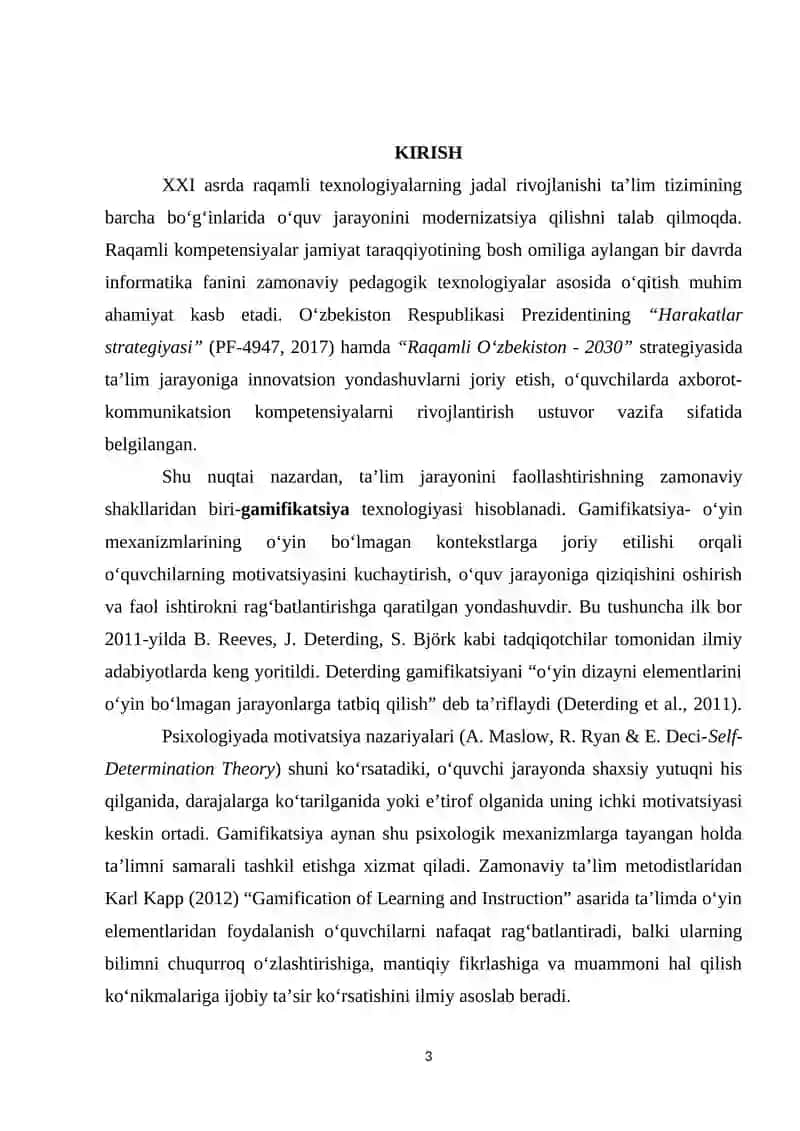 Informatika fanida Gamisifikatsiya elementlaridan foydalanish 3