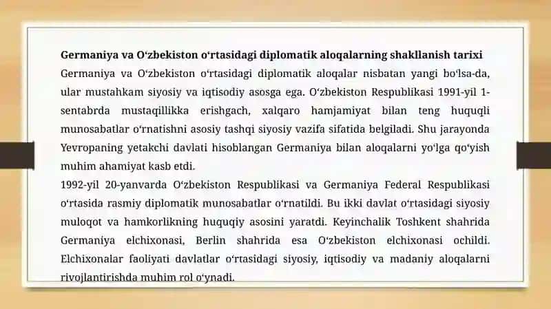 Germaniya va O‘zbekiston o‘rtasidagidi munosabat 3