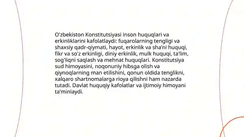 O'zbekistonda inson huquqlari va erkinliklari kafolatining yaratilishi 3