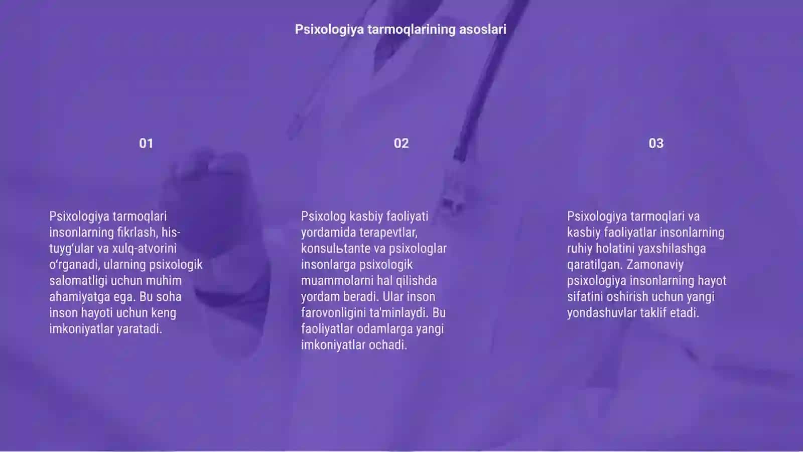 Psixologiya tarmoqlari va psixolog kasbiy faoliyati 3