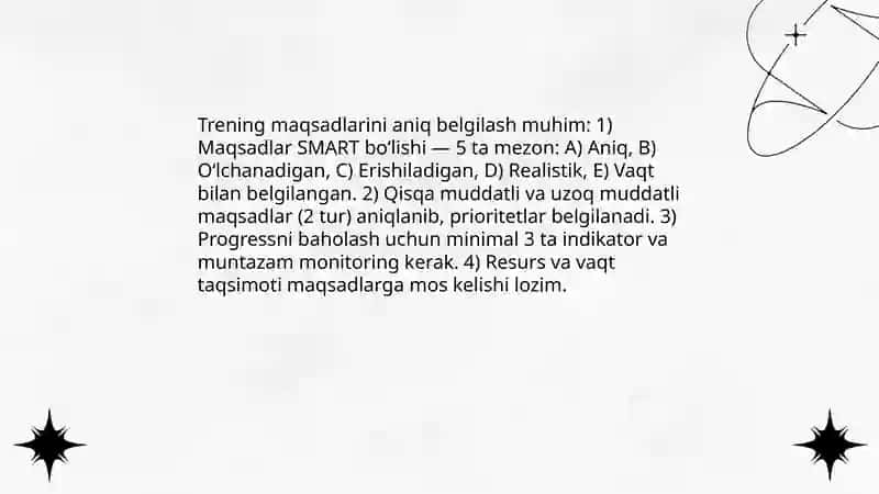 Treningni muhim jihatlari 3