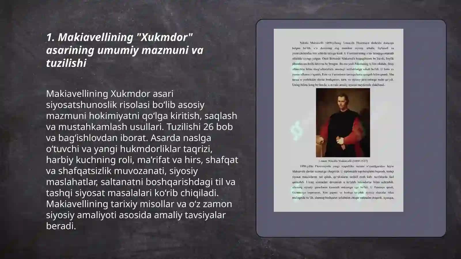 Makiavellining “Xukmdor” asari 3