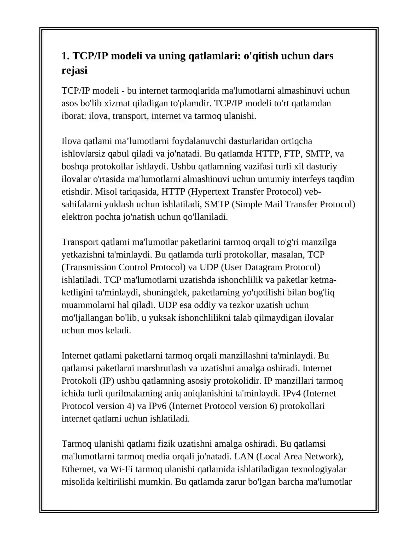 TCP/IP PROTOKOLLARI VA ADRESLAR 3