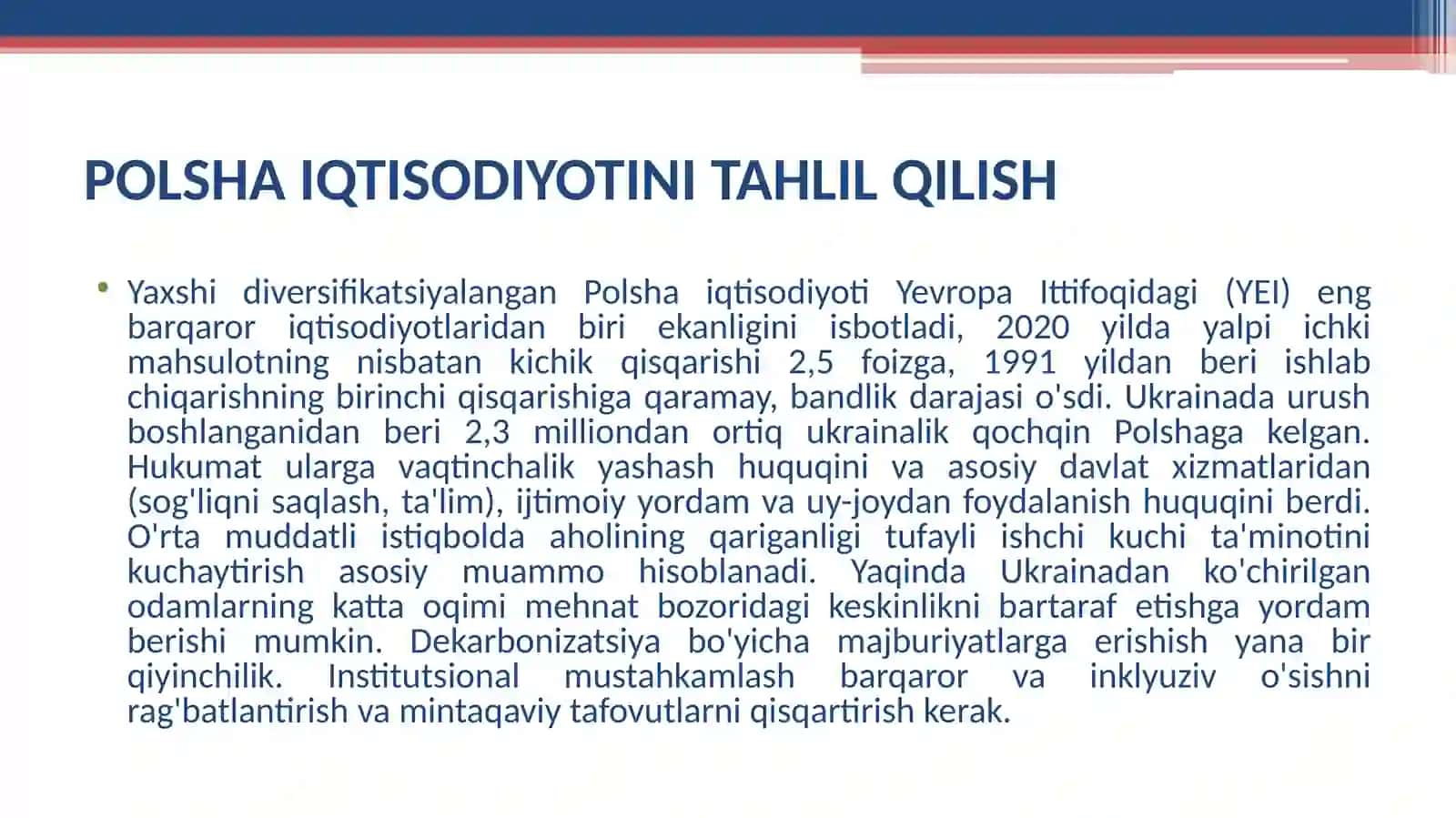 POLSHA IQTISODIYOTINITAHLIL QILISH 3