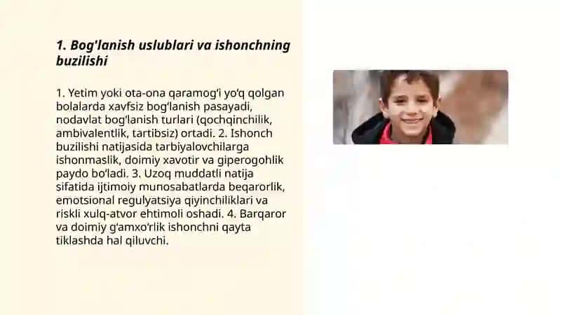 Yetim va ota-ona qaramog’isiz qolgan bolalarning umimiy psixologik tavsifi 3