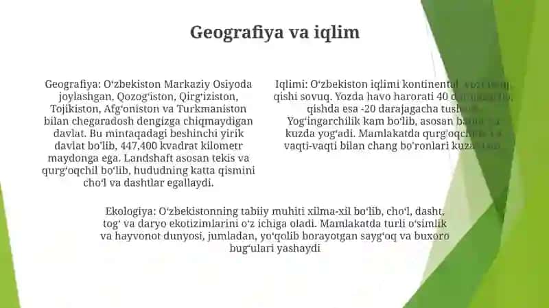 Oʻzbekiston Tabiiy Resurslar Ekalogiyasi Va Tahlili 3