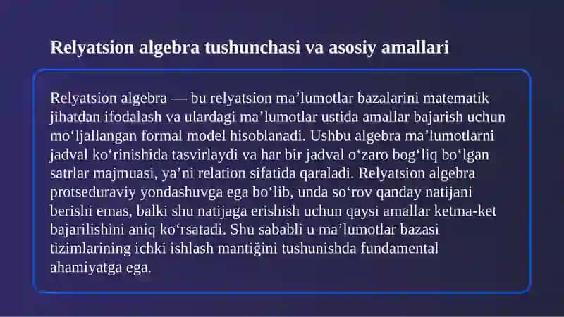 Relyatsionalgebra 3