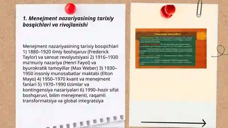 Menejment nazariyasining shakllanishi va rivojlanishi 3