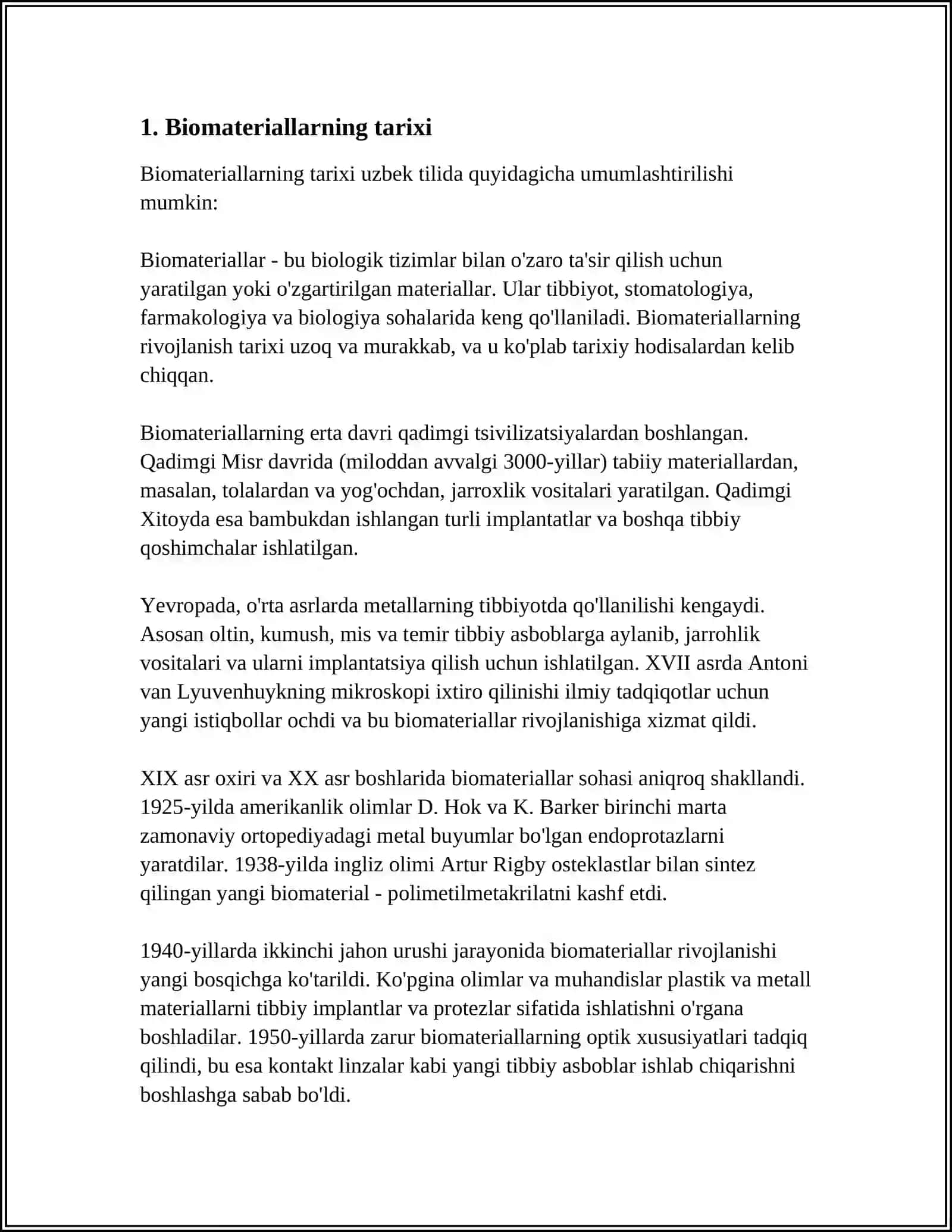 BIOMATERIAGʻLAR HAQIDA UMUMIY MA'LUMOT 3