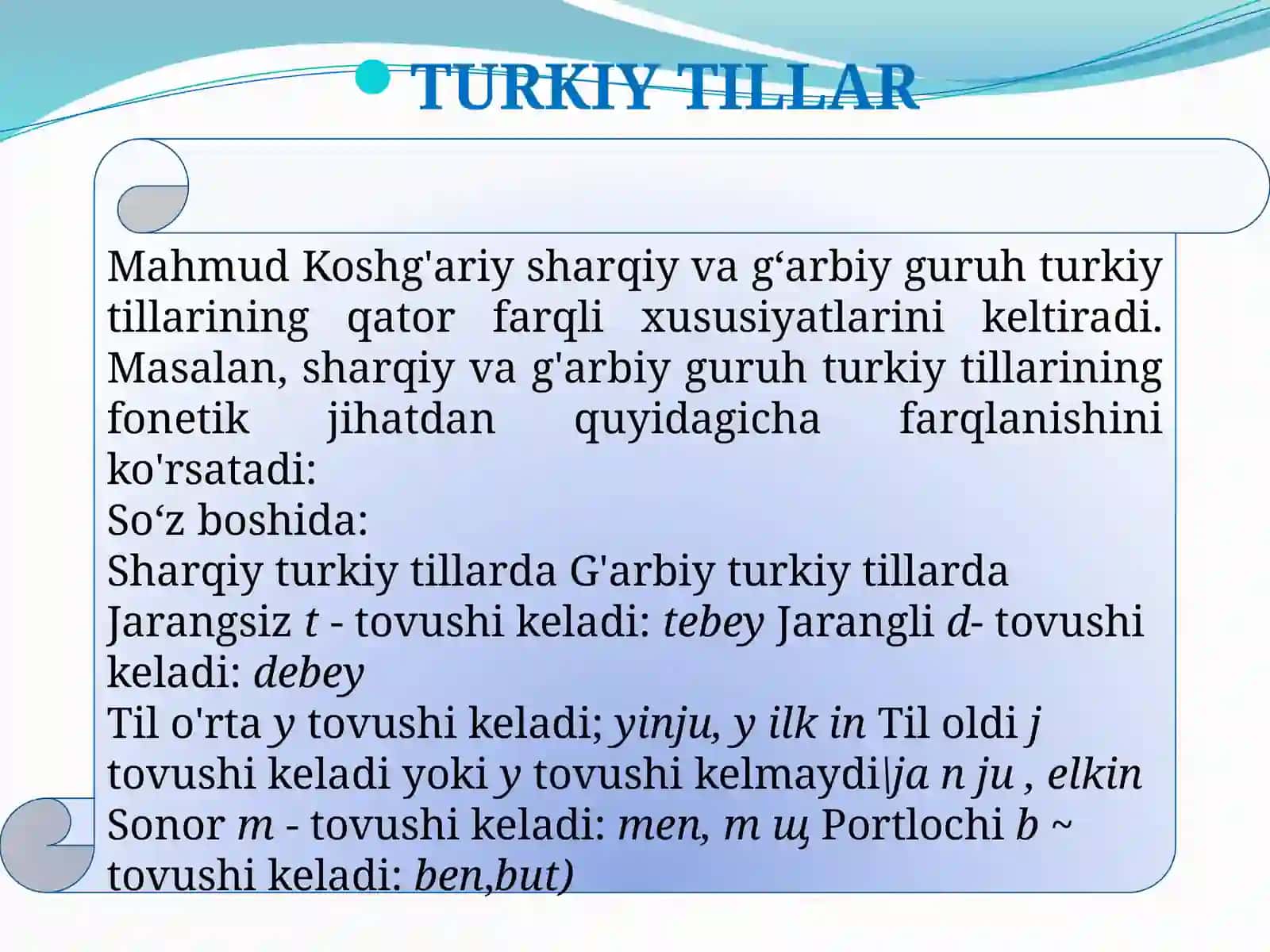 TURKIY TILLAR FONETIKASI 3