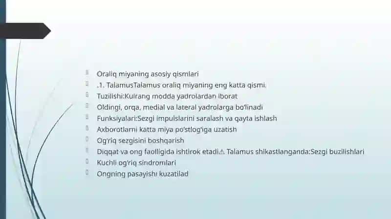 Oraliq Miya (Diencephalon) 3