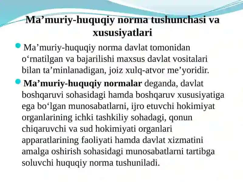 Ma’muriy-huquqiy normalar vaularning turlari 3