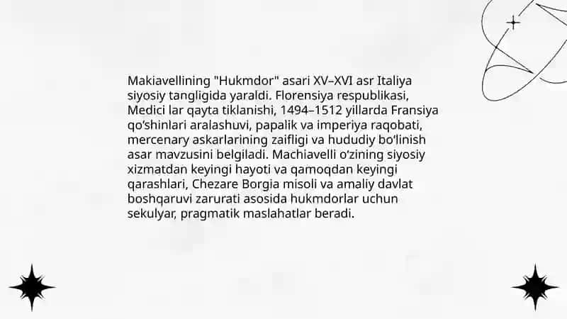 Makiavellining "Hukmdor" asari 3