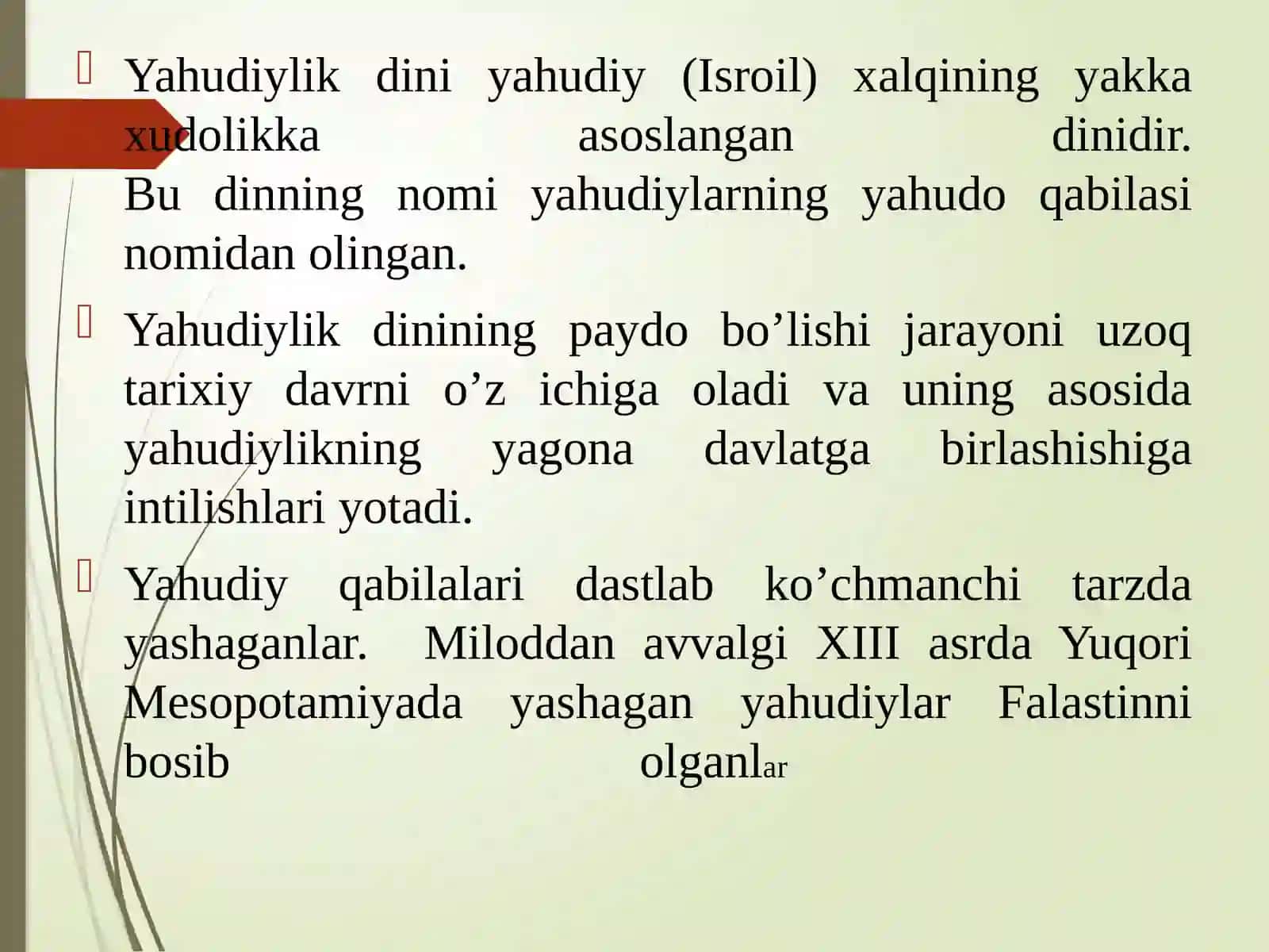 Milliy dinlar.Yahudiylik dinining yuzaga kelishi 3