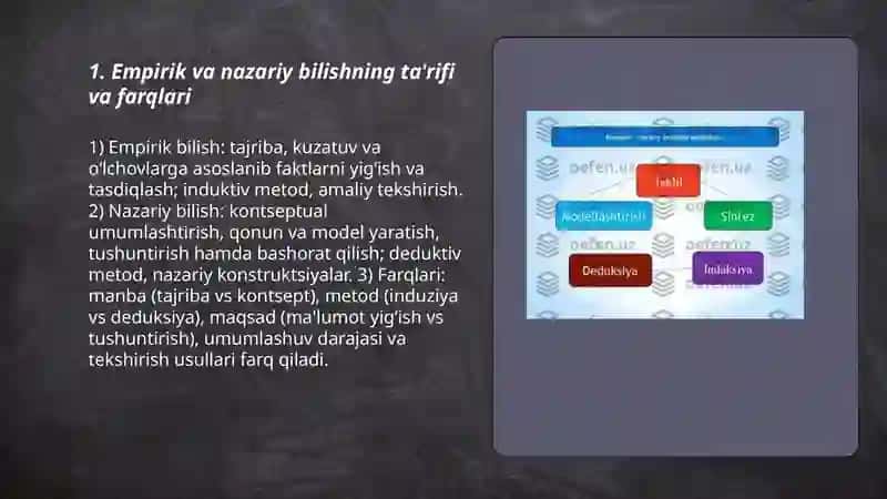Ilmiy bilish darajalari emperik va nazariy bilish 3