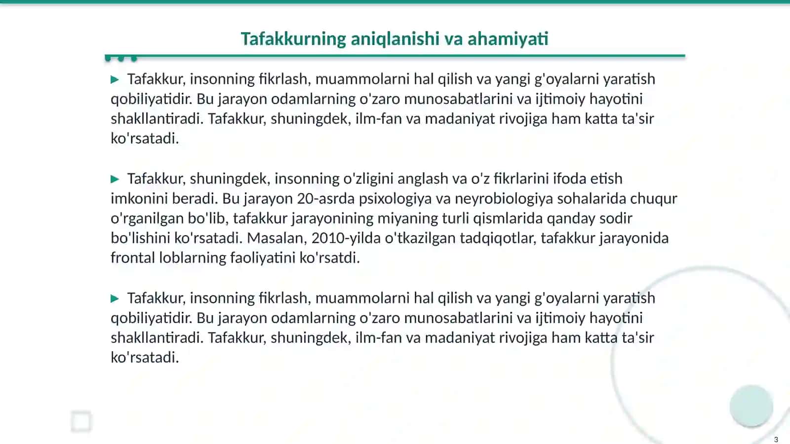 Tafakkurning asosiy xususiyatlari 3