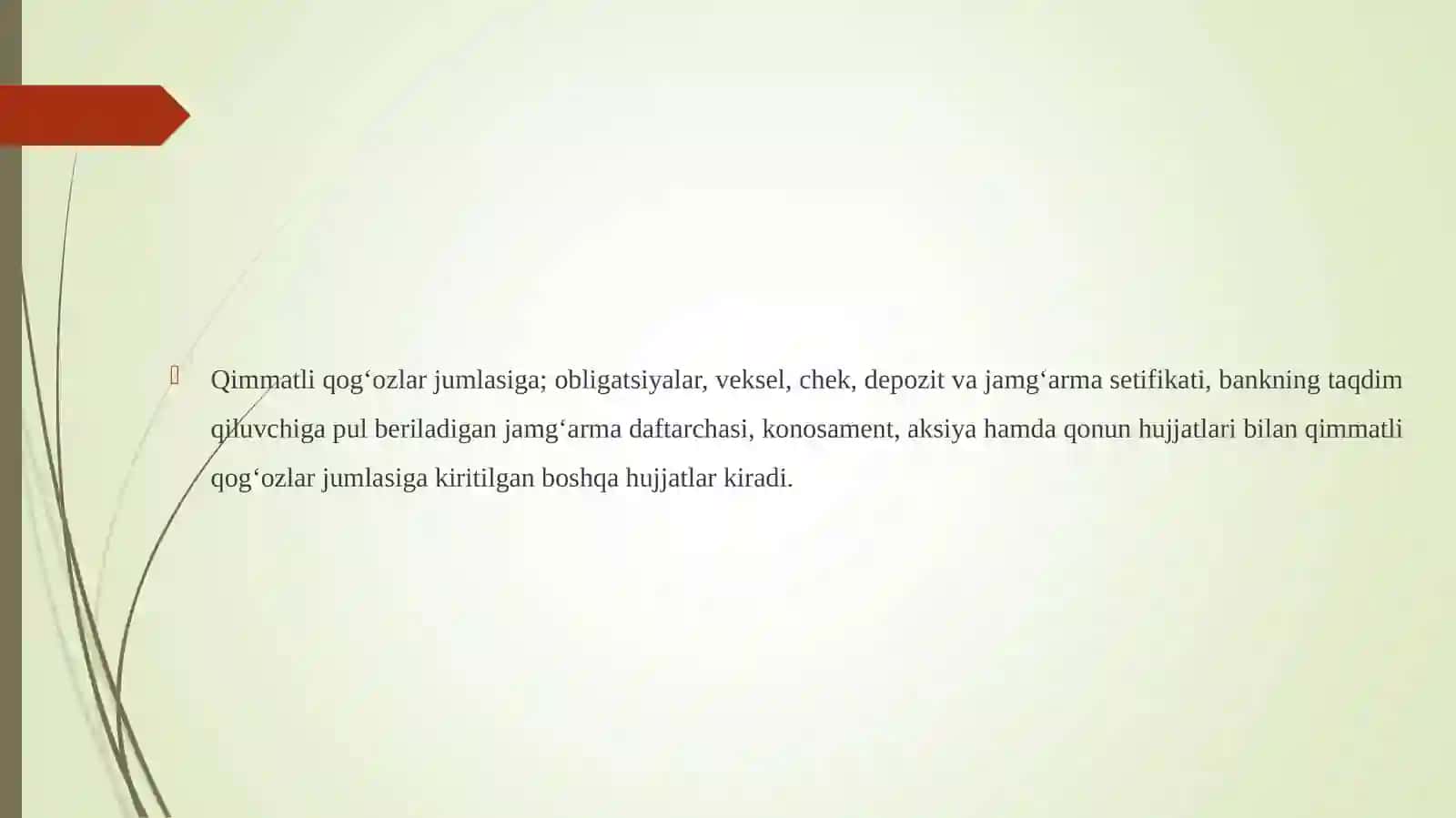 BANKLARNING QIMMATLI QOG‘OZLAR, MAXSUS VOSITALAR BILAN OPERATSIYALARINING HUQUQIY ASOSLARI 3