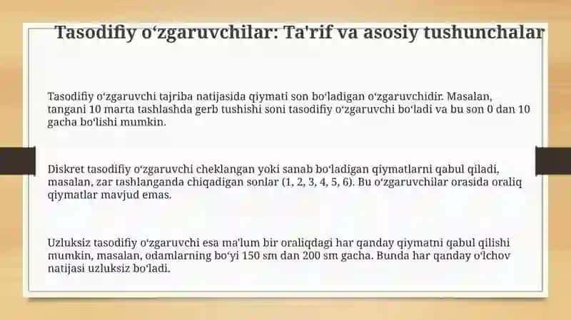 Tasodifiy miqdorlar 3