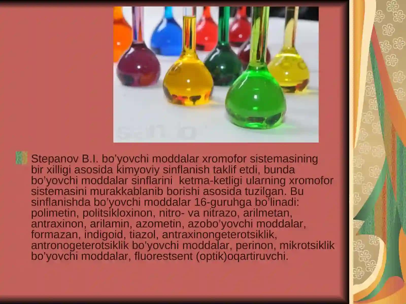Bo’yovchi moddalarning sinflanishi 3