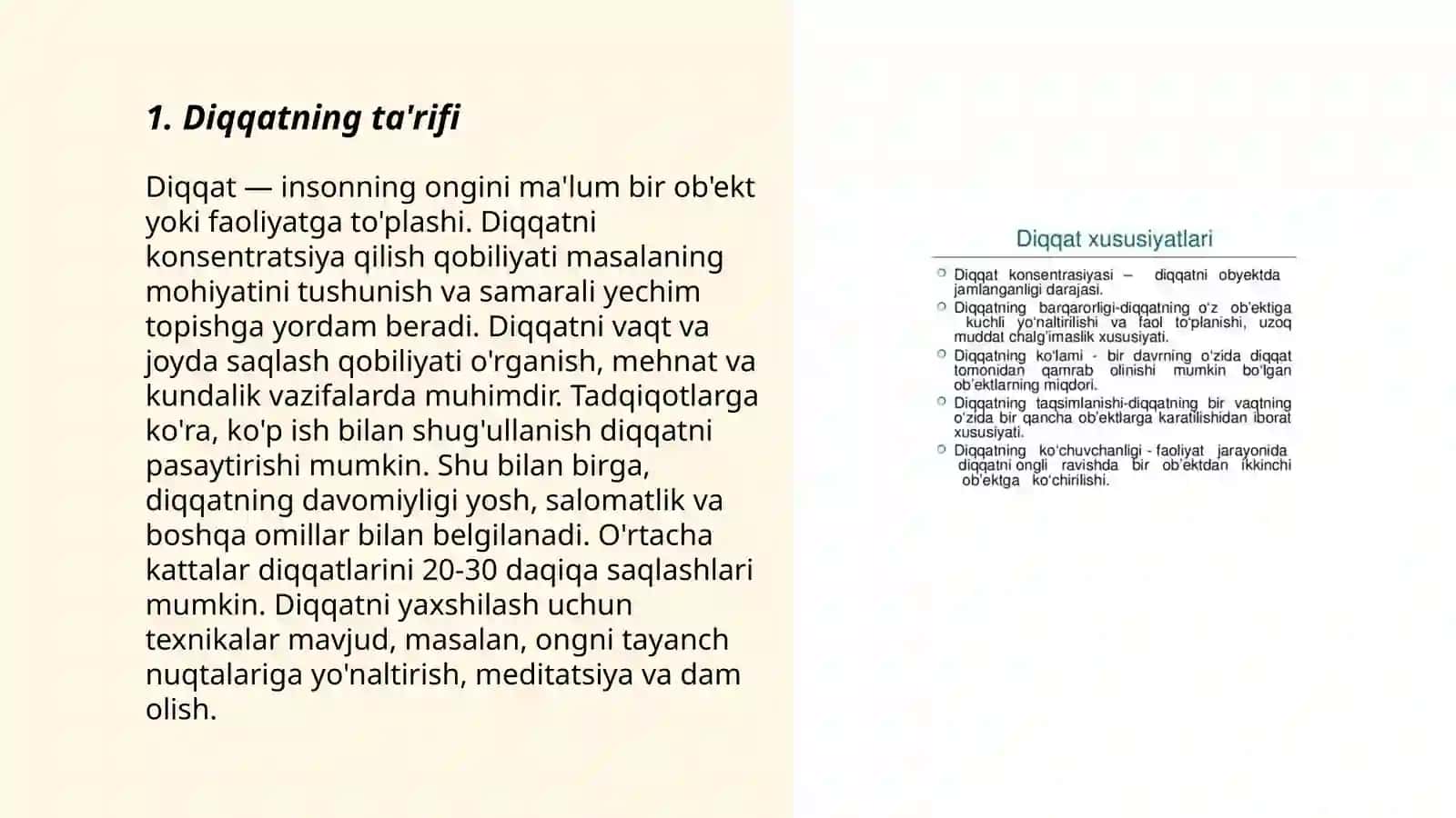 Diqqat turlari va uning hususiyatlari 3