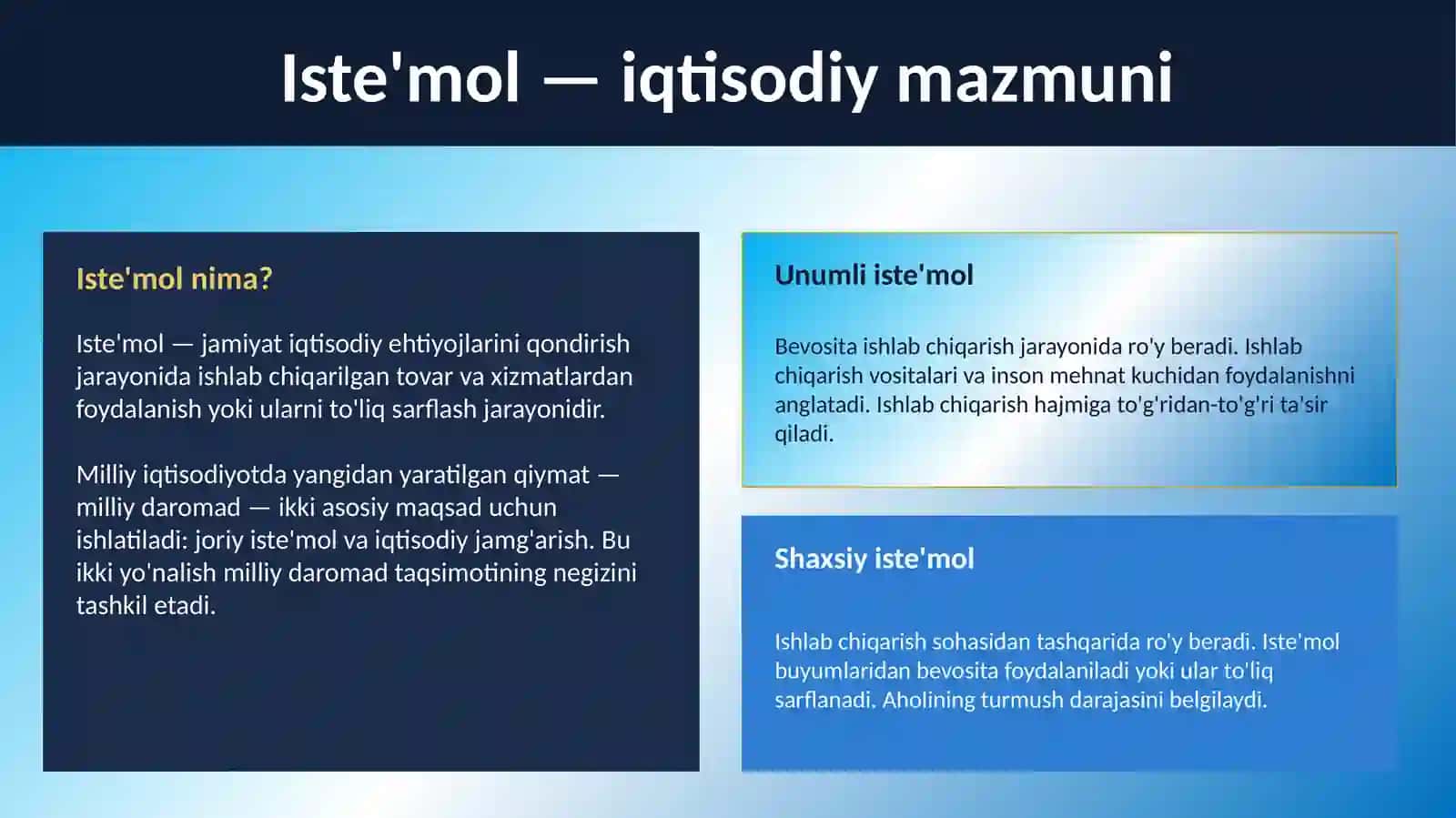 Iste'mol, jamg'arish va investitsiyalar 3