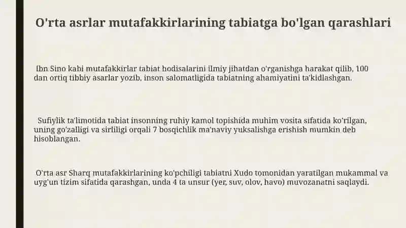 O'rta asrlar mutafakkirlarining tabiatga bo'lgan qarashlari 3