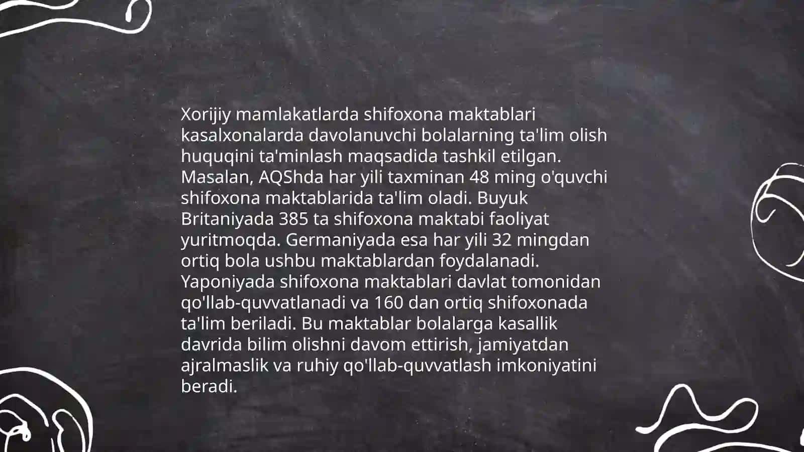 Xorijiy mamlakatlarda shifoxona maktablarining faoliyati 3