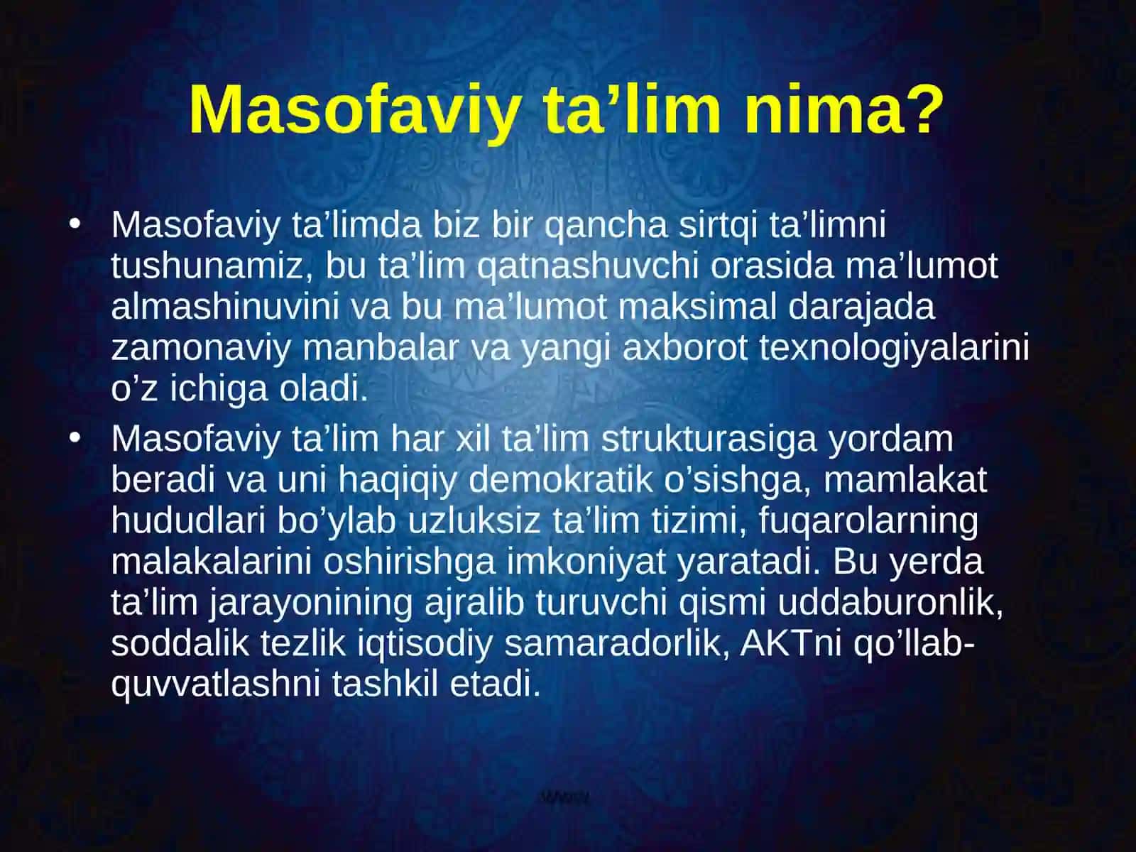 Masofaviy o’qitish tizimlari 3