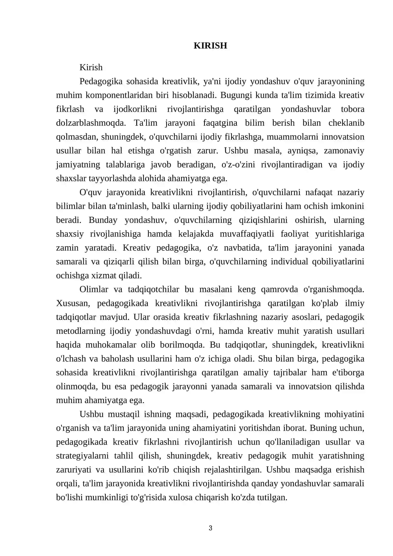 Pedagogika maxorat krativning moxiyati 3