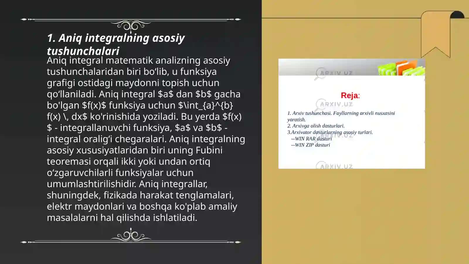Aniq integral tushunchasi va tatbiqlari 3