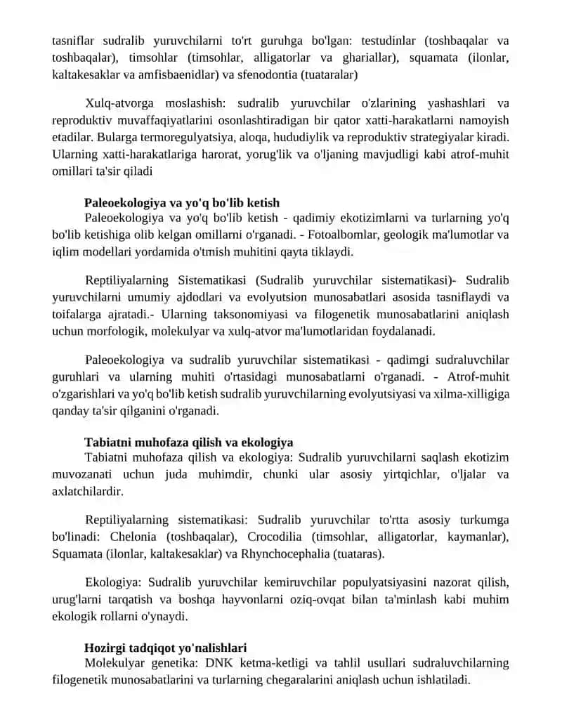 Reptiliyalarning Sistematikasi 3