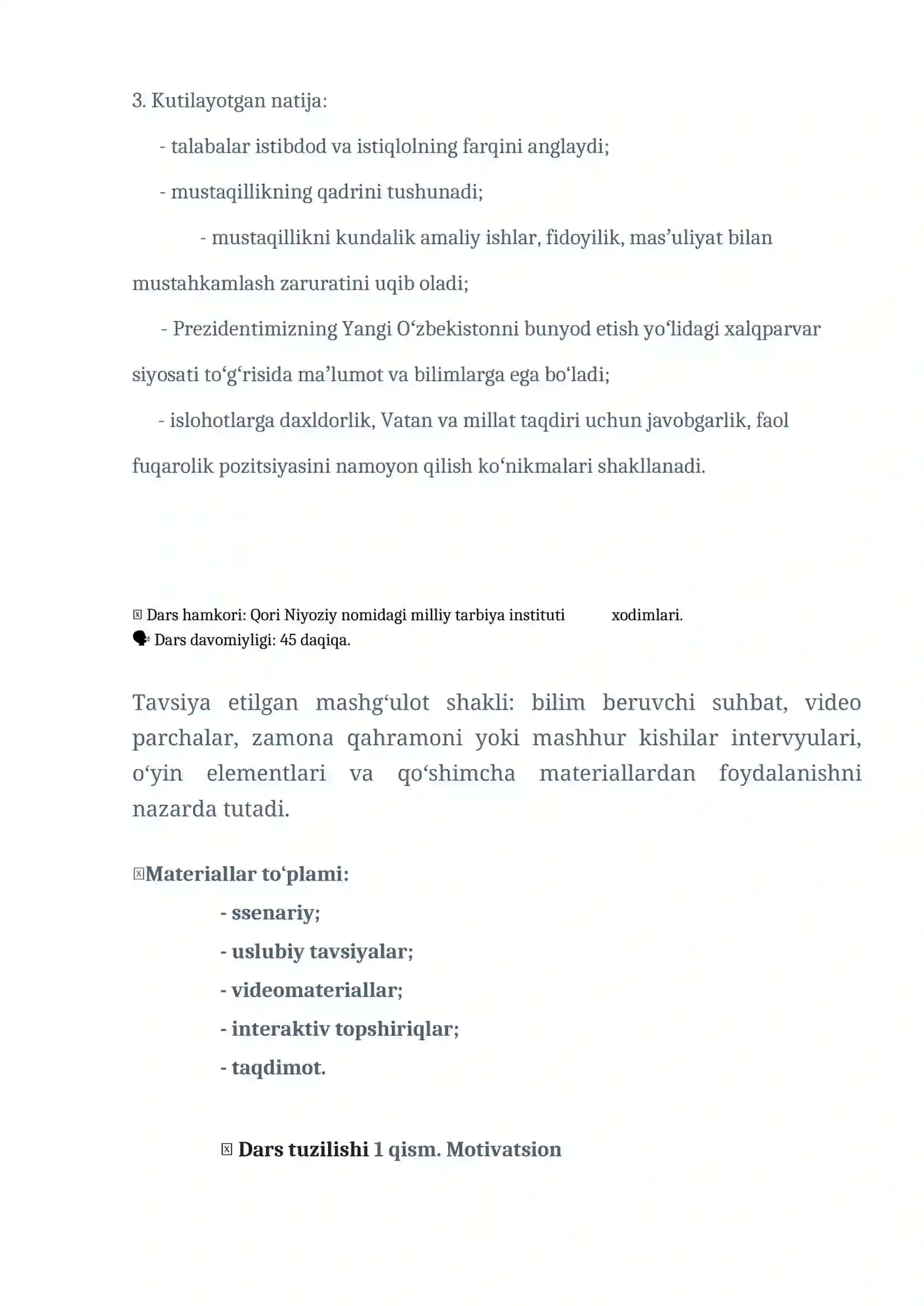 Vatan uchun, millat uchun, xalq uchun 3