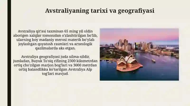 Avstraliya: Tarix, Geografiya va Madaniyat 3