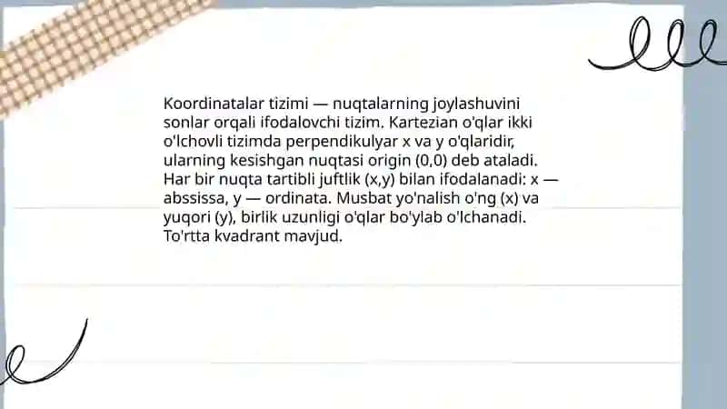 Koordinatalar usuli 3