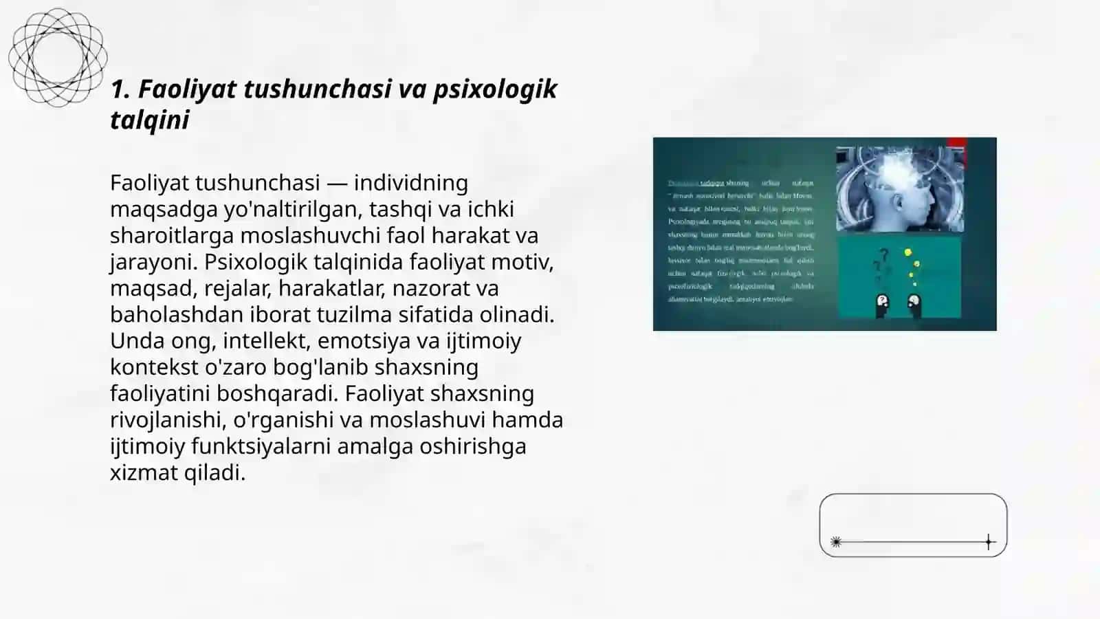 Faoliyatning psixologik talqini 3