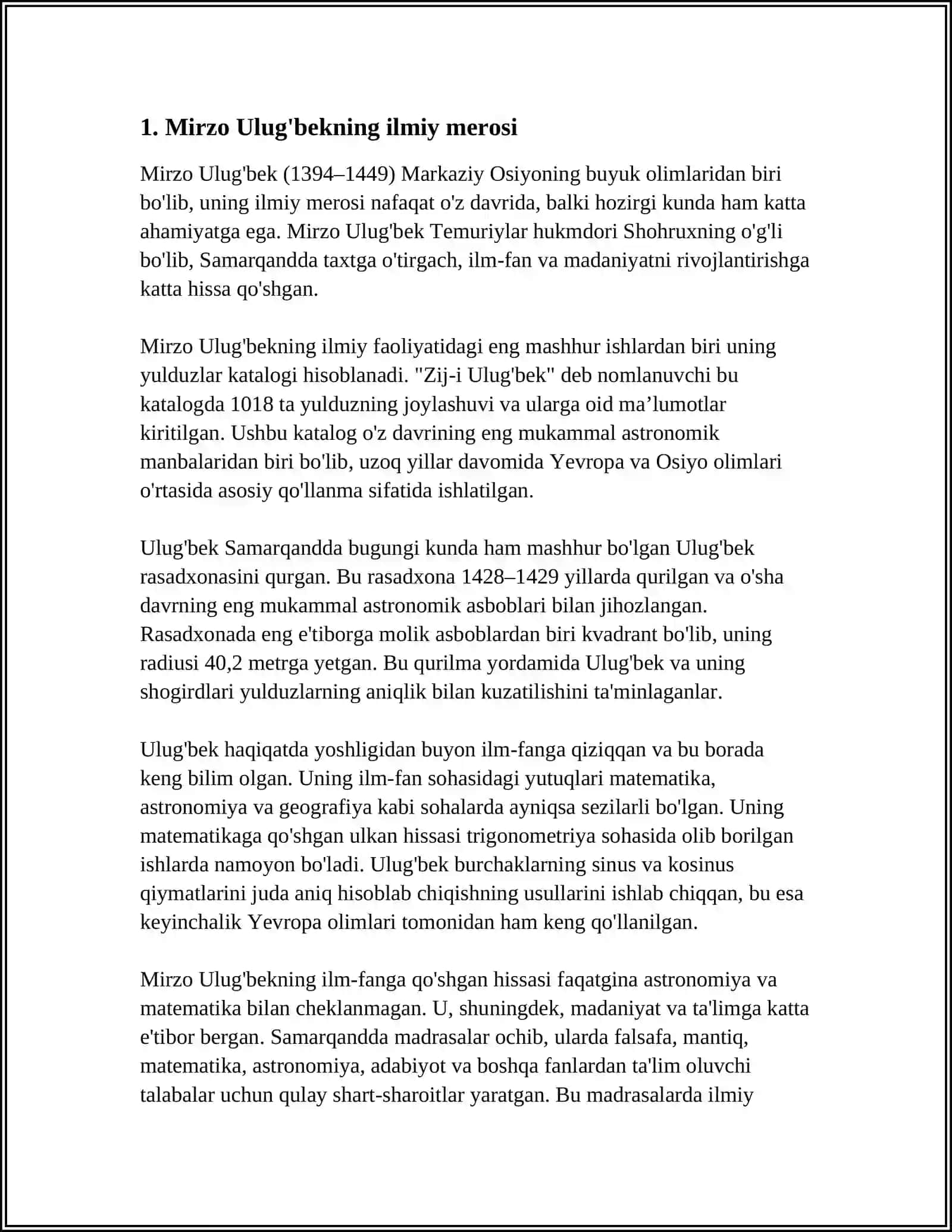 Mirzo Ulug'bek Ilmiy Merosi 3