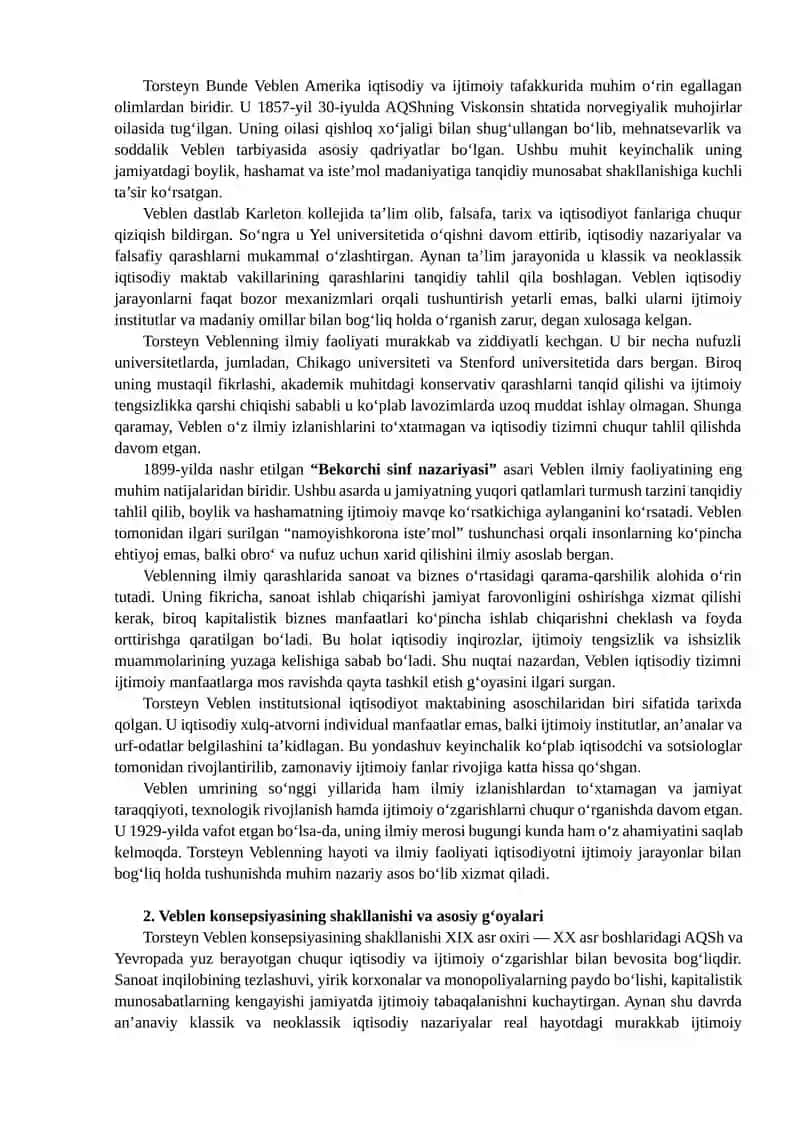 Torsteyn Veblenning konsepsiyasi 3
