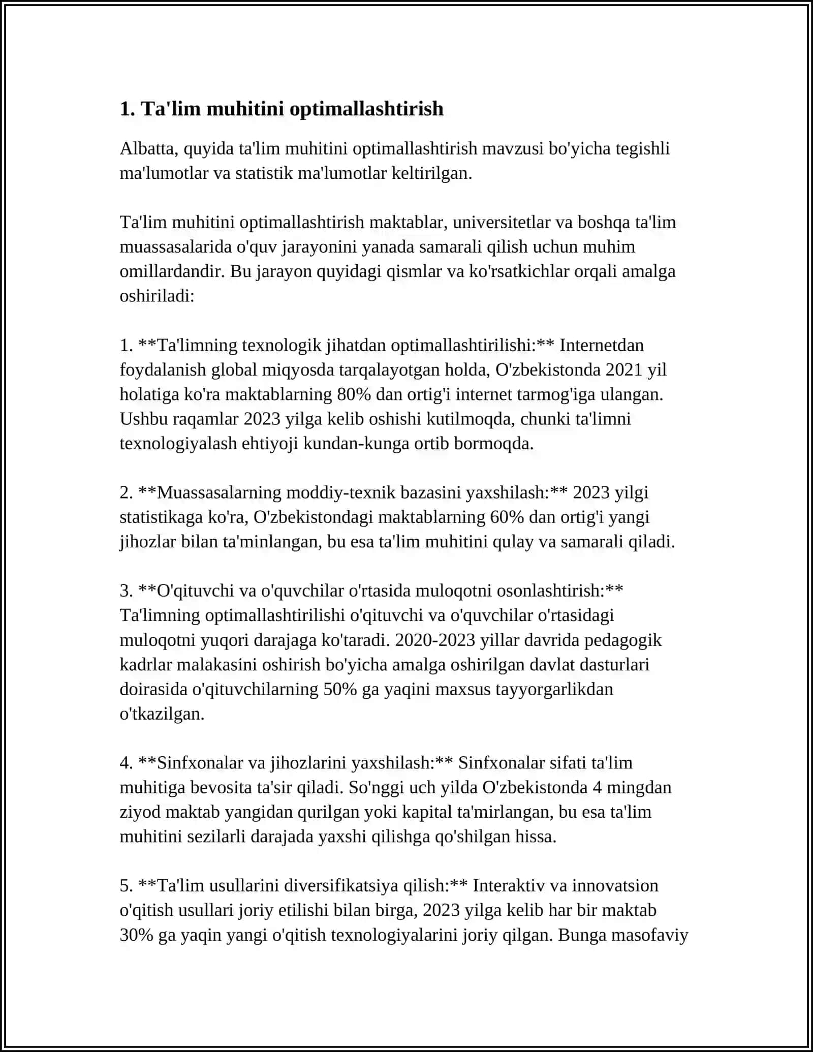 Mavzu: TARBIYAVIY ISH FAOLIYATI SAMARADORLIGINI OSHIRISH SHART-SHAROITLARI 3