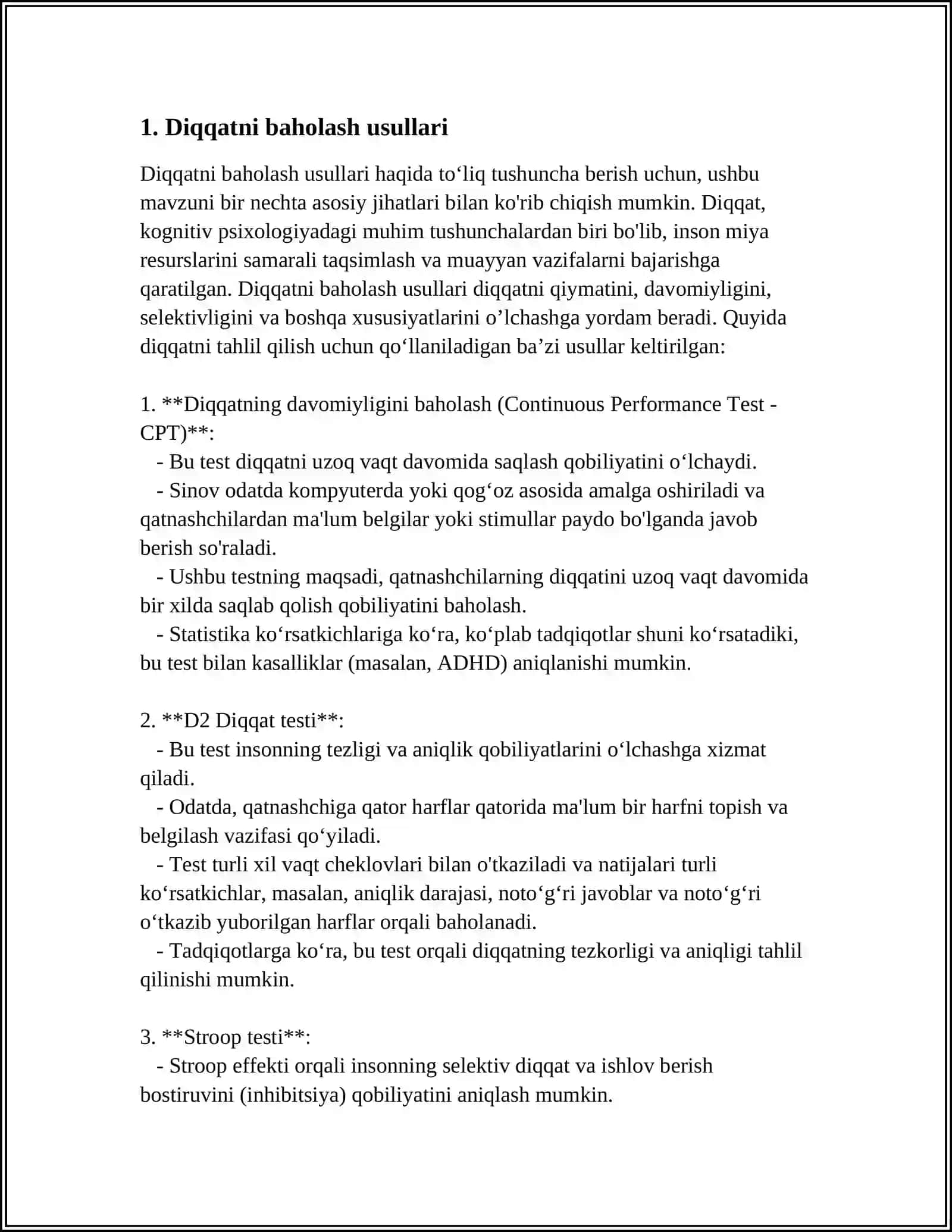 BOLANI TEKSHIRISH BAYONNOMASI ASOSIDA UNING DIQQAT, IDROK, XOTIRA, TAFAKKUR VA NUTQINING XUSUSIYATLARINI TAHLIL QILISH 3