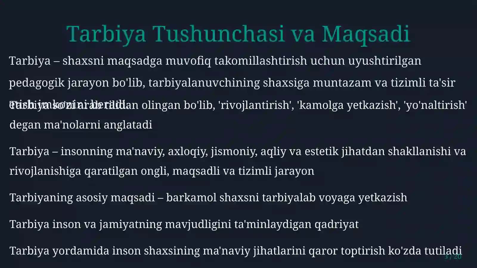 Pedagogik jarayonda tarbiyaning mazmuni 3