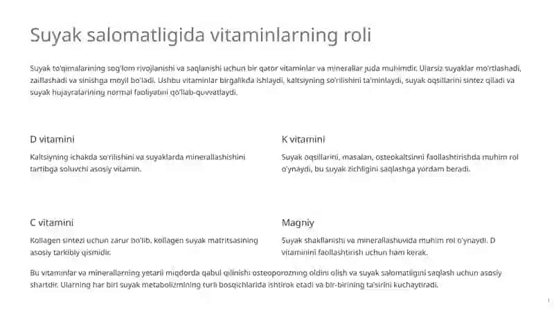 Vitaminlar va Osteoporoz davolash vositalari 3
