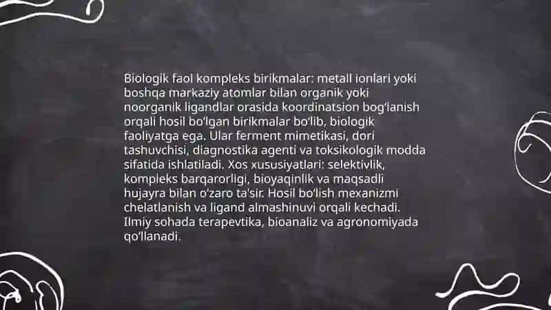 Biologik faol kompleks birikmalar 3