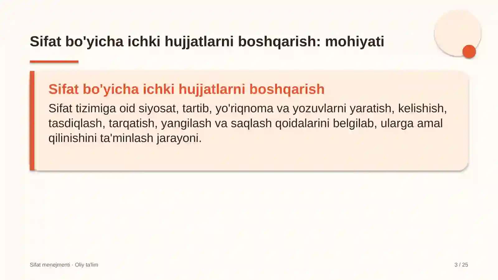davlat moliyaviy nazorati organlarida sifat bo'yicha ichki me'yoriy hujjatlarni boshqarish 4574 3