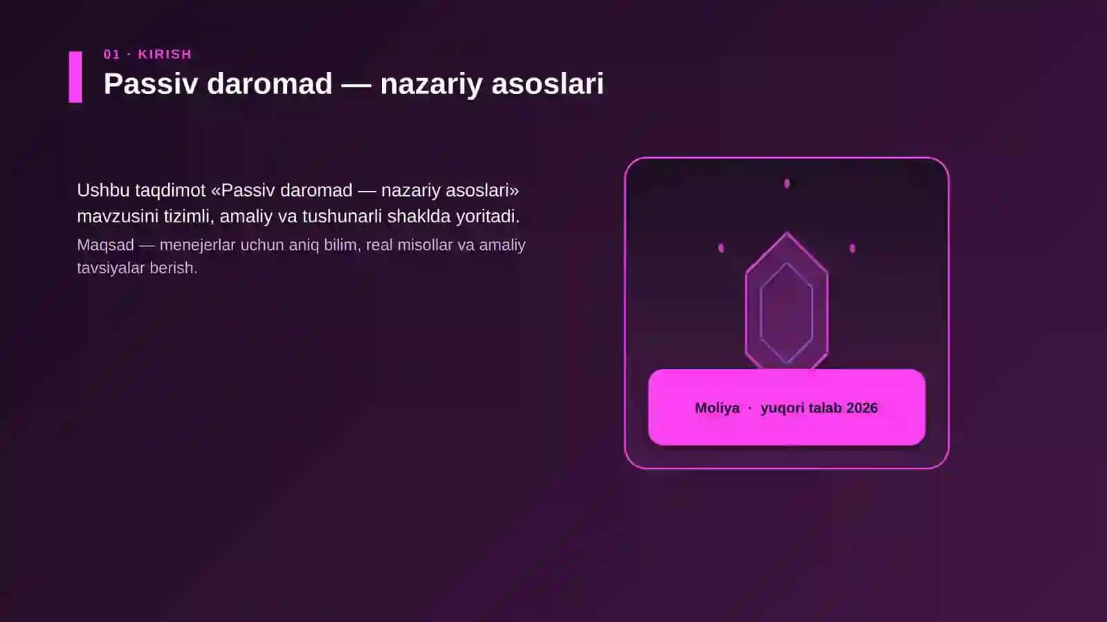 Passiv daromad — nazariy asoslari 3