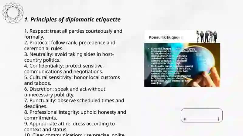 Diplomatik etiketning asosiy qoidalari 3